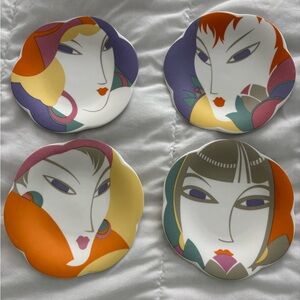 Colorful Art Deco Face Dishes